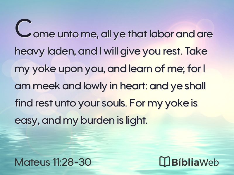 Mateus 11:28-30 em imagem para compartilhar