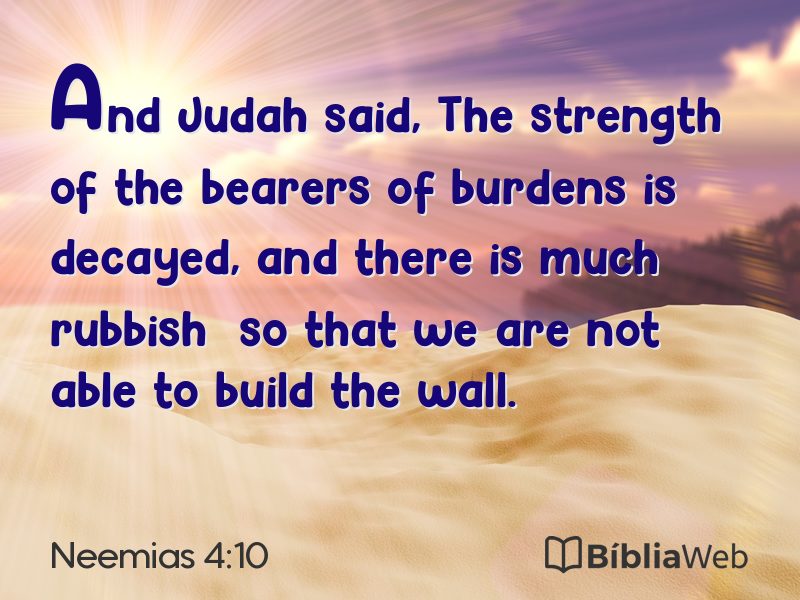 Neemias 4:10 em imagem para compartilhar