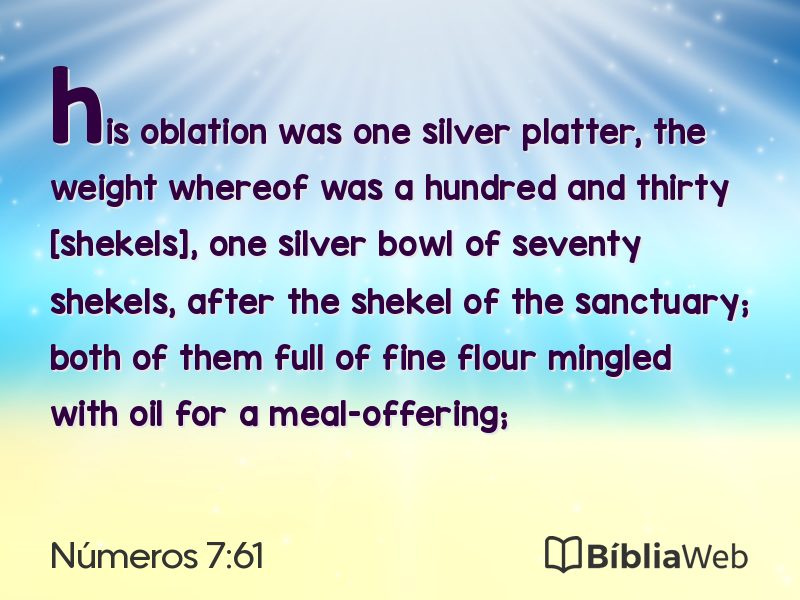 Números 7:61 em imagem para compartilhar