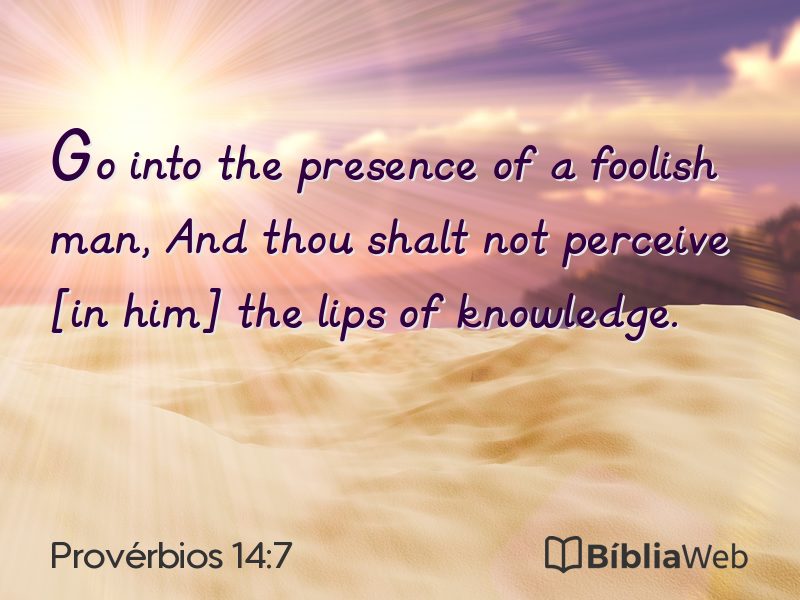 Provérbios 14:7 em imagem para compartilhar