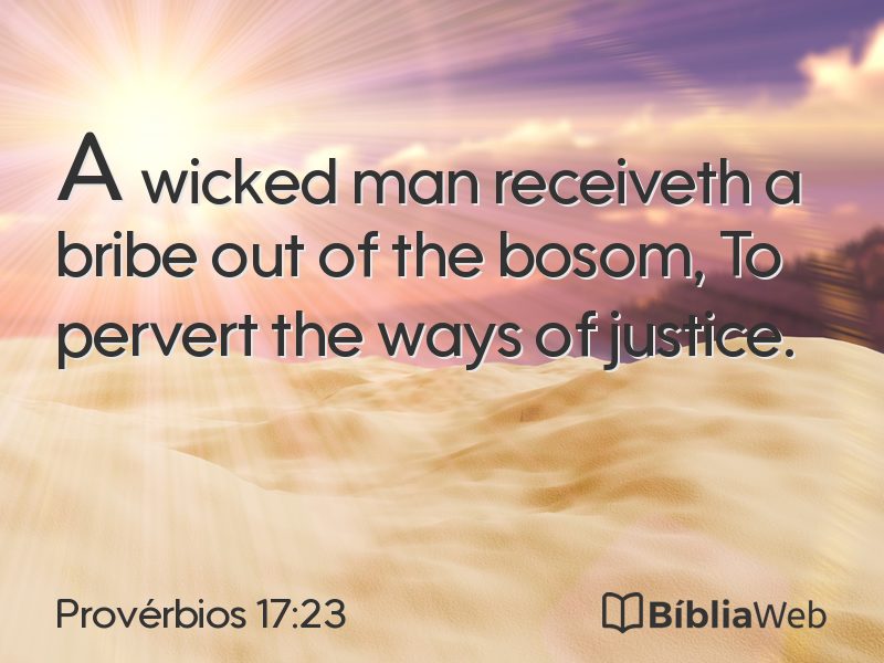 Provérbios 17:23 em imagem para compartilhar