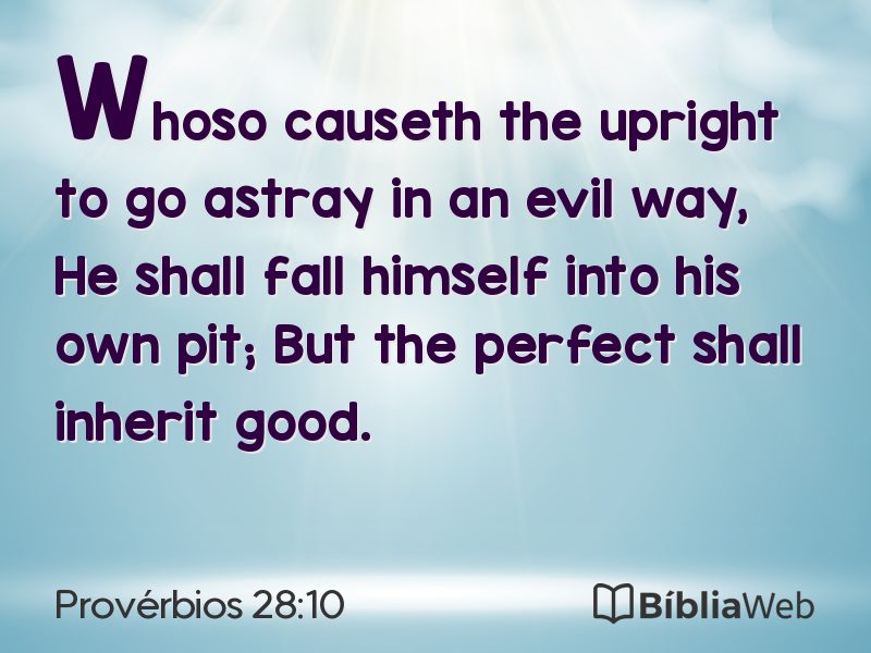Provérbios 28:10 em imagem para compartilhar