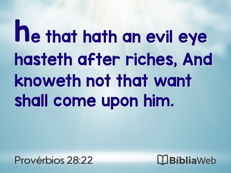 Provérbios 28:22 em imagem para compartilhar