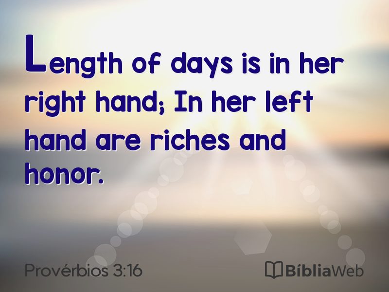 Provérbios 3:16 em imagem para compartilhar
