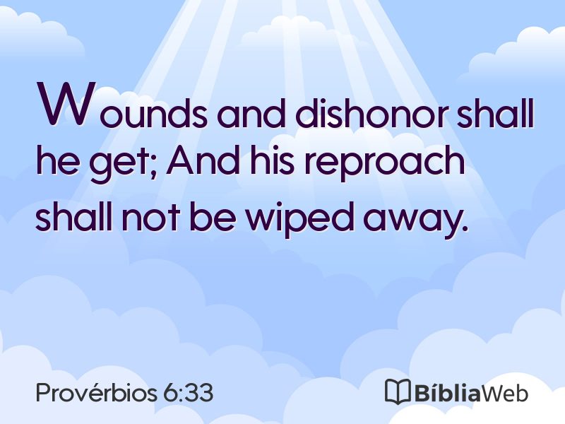 Provérbios 6:33 em imagem para compartilhar