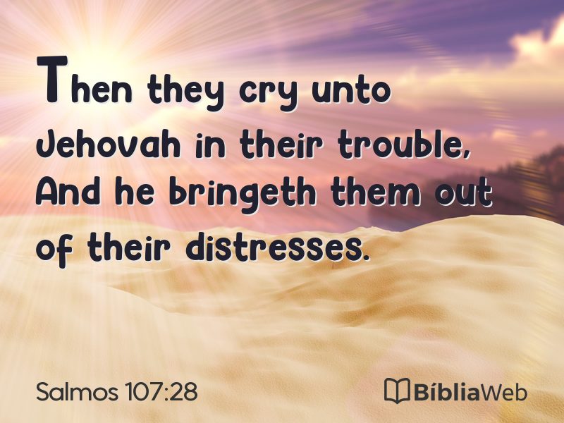 Salmos 107:28 em imagem para compartilhar