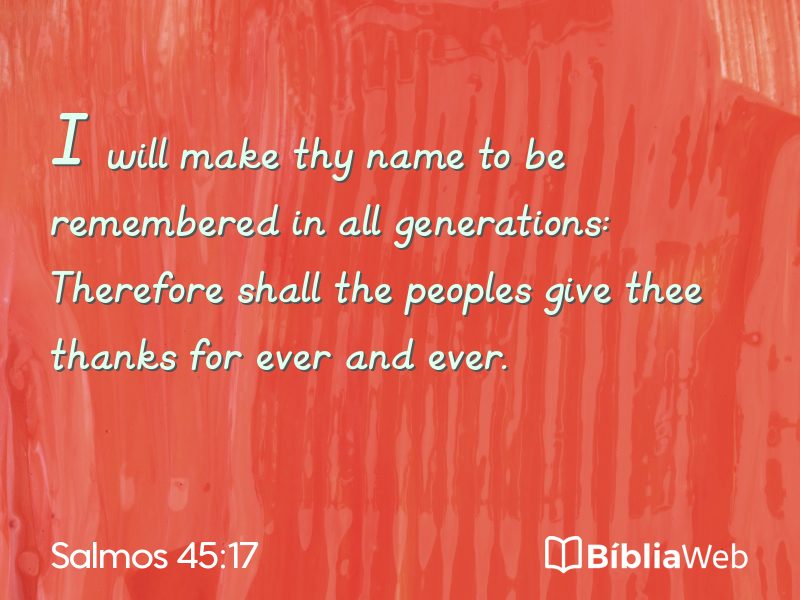 Salmos 45:17 em imagem para compartilhar