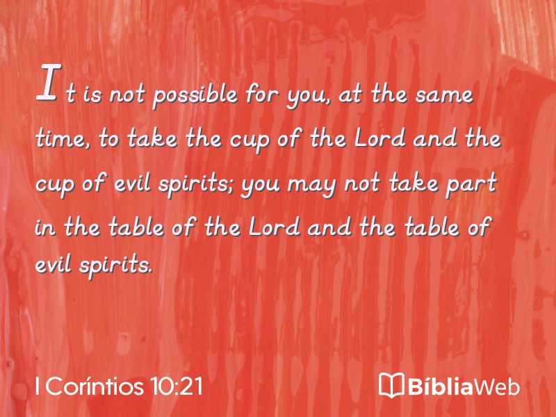 I Coríntios 10:21 em imagem para compartilhar