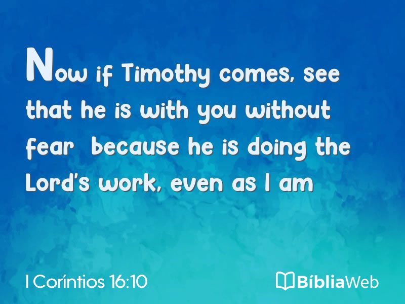I Coríntios 16:10 em imagem para compartilhar