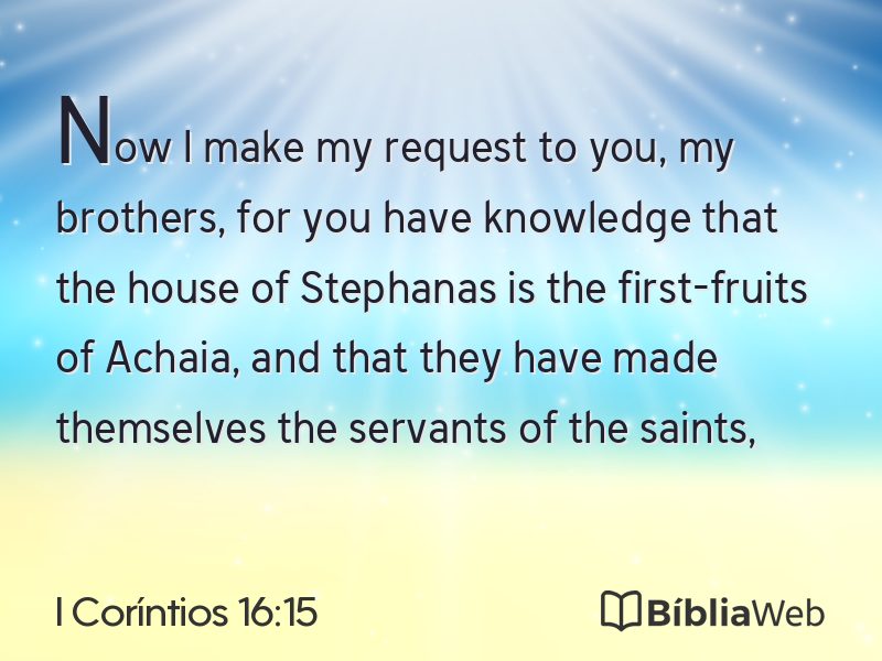 I Coríntios 16:15 em imagem para compartilhar