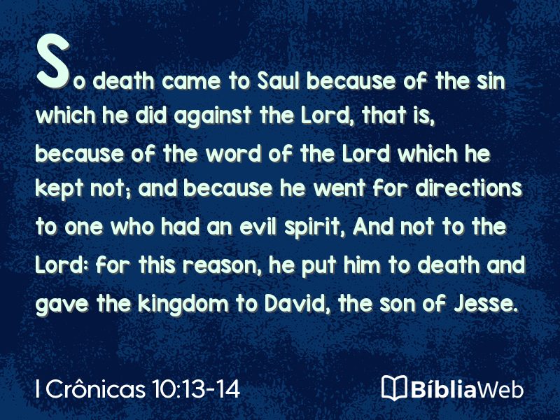 I Crônicas 10:13-14 em imagem para compartilhar