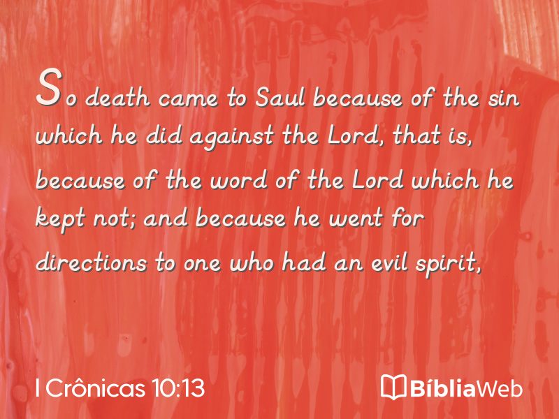 I Crônicas 10:13 em imagem para compartilhar