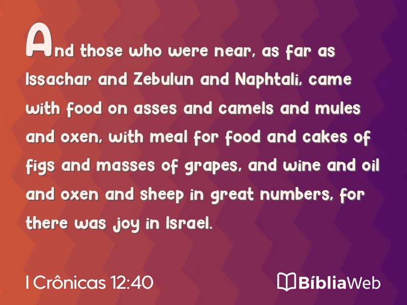 I Crônicas 12:40 em imagem para compartilhar