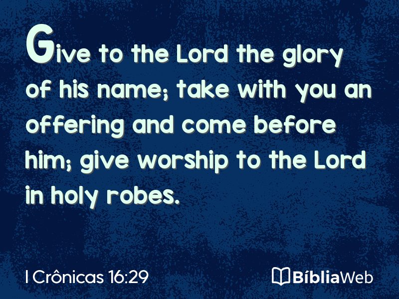 I Crônicas 16:29 em imagem para compartilhar