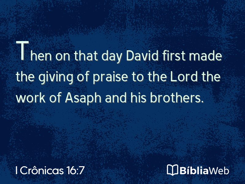 I Crônicas 16:7 em imagem para compartilhar