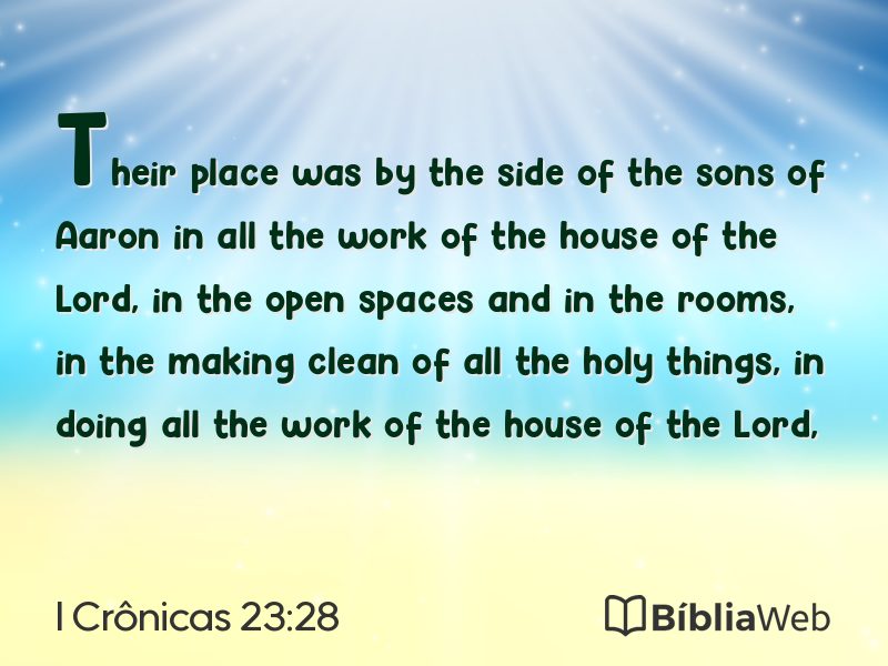 I Crônicas 23:28 em imagem para compartilhar