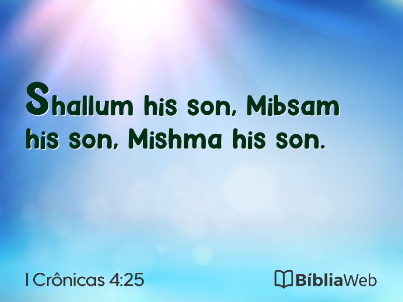 I Crônicas 4:25 em imagem para compartilhar
