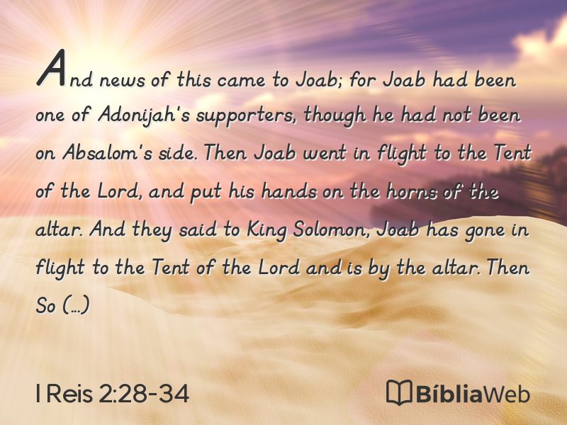 I Reis 2:28-34 em imagem para compartilhar