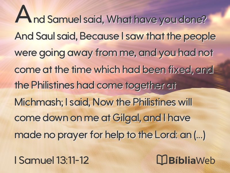 I Samuel 13:11-12 em imagem para compartilhar