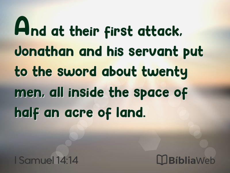 I Samuel 14:14 em imagem para compartilhar
