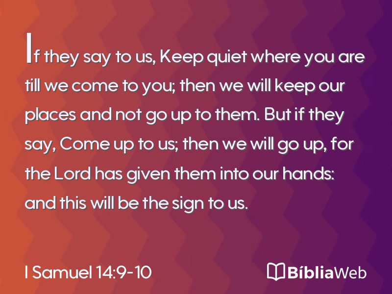I Samuel 14:9-10 em imagem para compartilhar