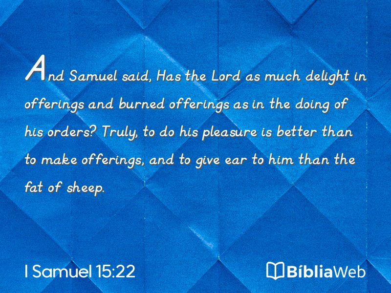 I Samuel 15:22 em imagem para compartilhar