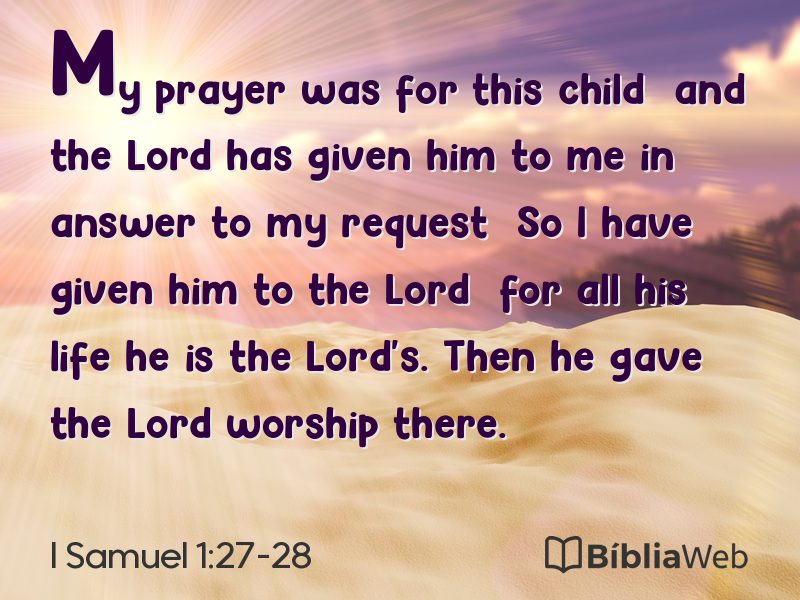 I Samuel 1:27-28 em imagem para compartilhar