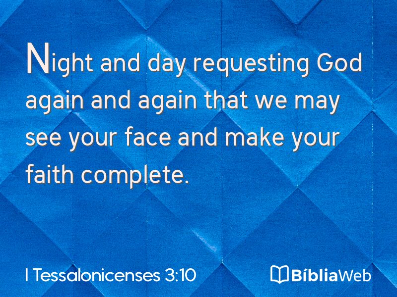 I Tessalonicenses 3:10 em imagem para compartilhar