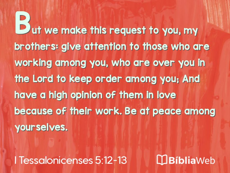 I Tessalonicenses 5:12-13 em imagem para compartilhar