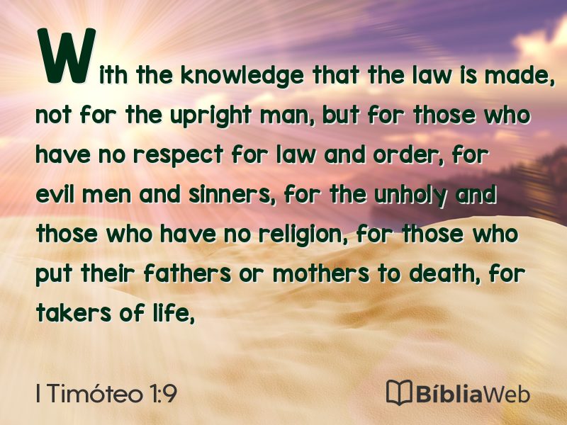 I Timóteo 1:9 em imagem para compartilhar