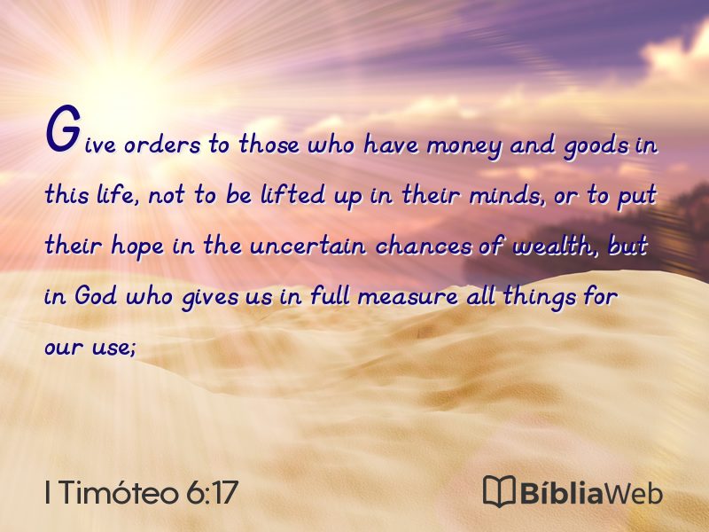 I Timóteo 6:17 em imagem para compartilhar