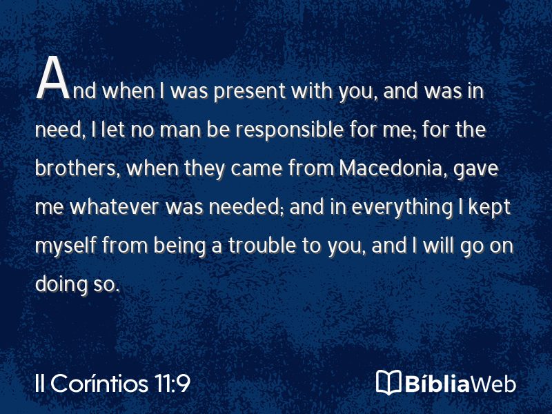 II Coríntios 11:9 em imagem para compartilhar