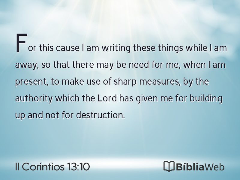 II Coríntios 13:10 em imagem para compartilhar