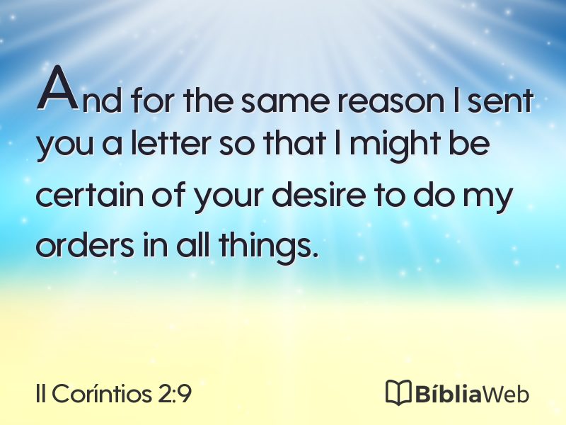 II Coríntios 2:9 em imagem para compartilhar