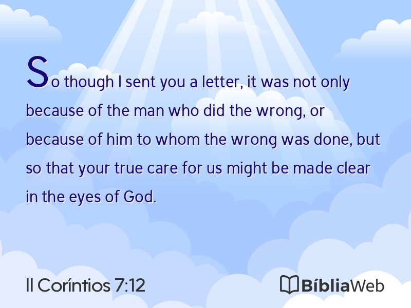 II Coríntios 7:12 em imagem para compartilhar