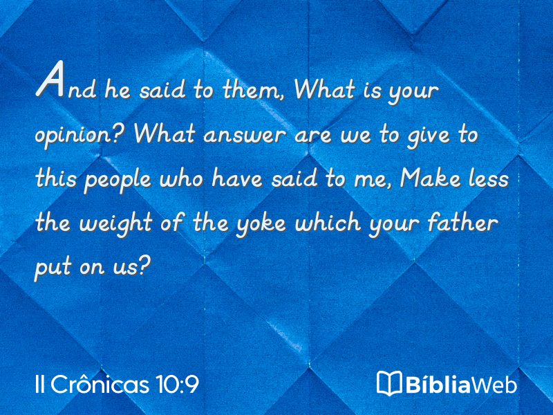 II Crônicas 10:9 em imagem para compartilhar