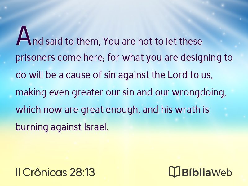 II Crônicas 28:13 em imagem para compartilhar