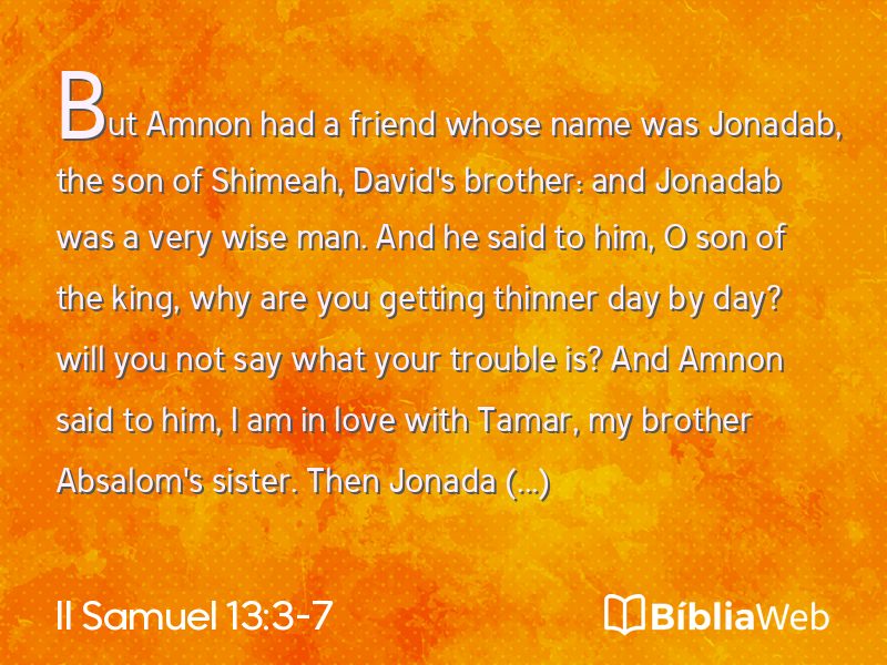 II Samuel 13:3-7 em imagem para compartilhar