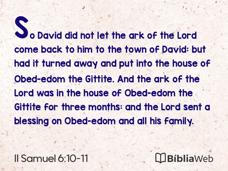II Samuel 6:10-11 em imagem para compartilhar