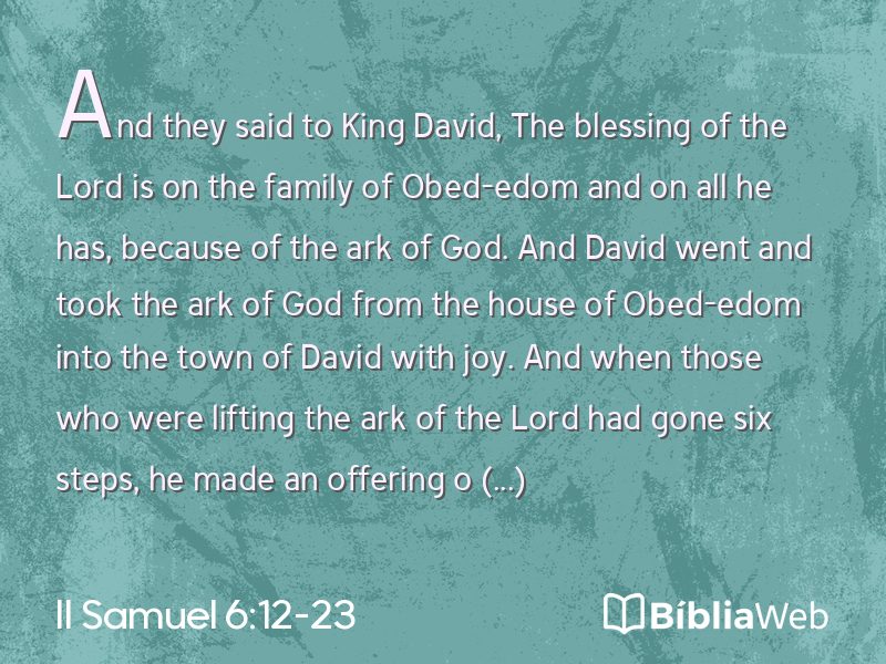 II Samuel 6:12-23 em imagem para compartilhar