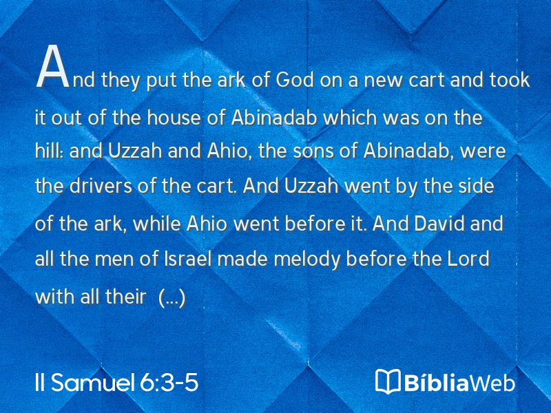 II Samuel 6:3-5 em imagem para compartilhar