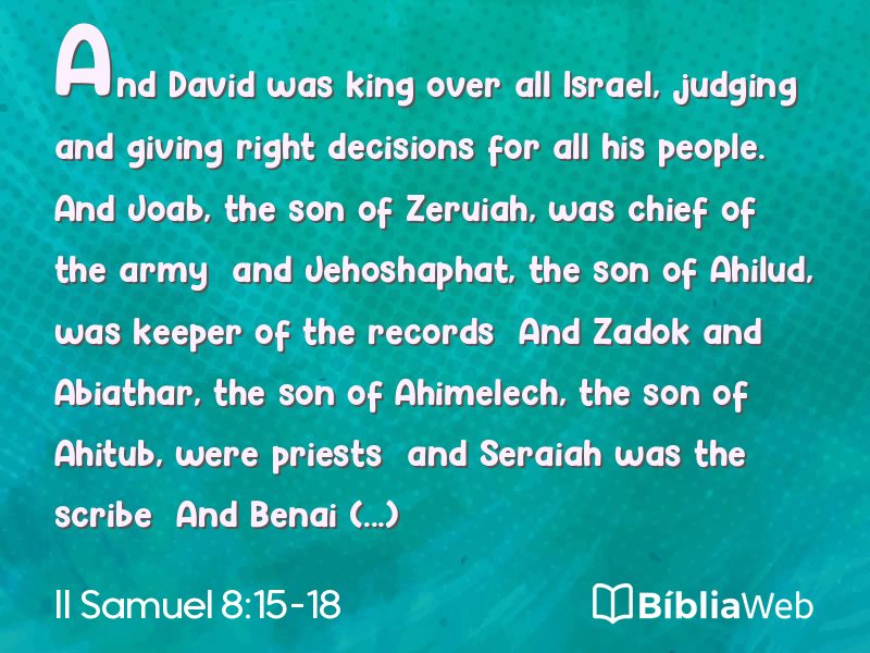 II Samuel 8:15-18 em imagem para compartilhar