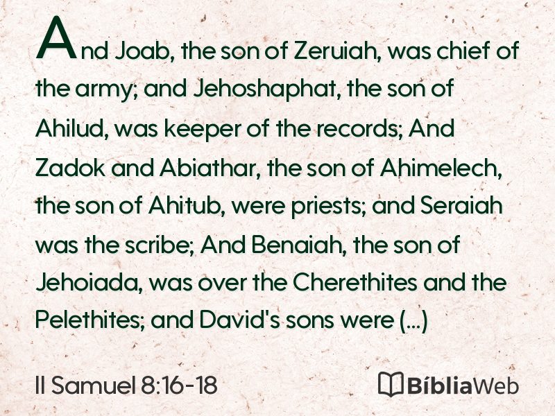 II Samuel 8:16-18 em imagem para compartilhar