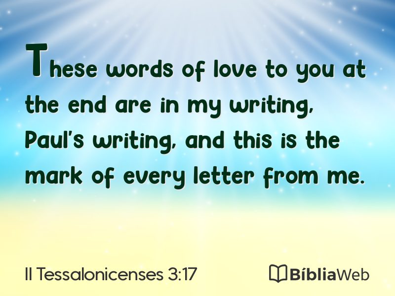 II Tessalonicenses 3:17 em imagem para compartilhar