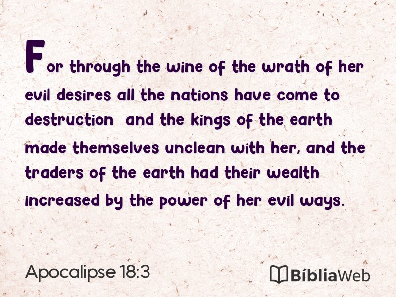 Apocalipse 18:3 em imagem para compartilhar