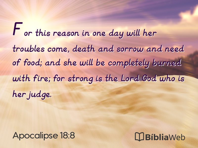 Apocalipse 18:8 em imagem para compartilhar