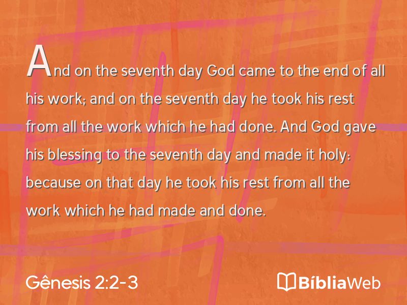 Gênesis 2:2-3 em imagem para compartilhar