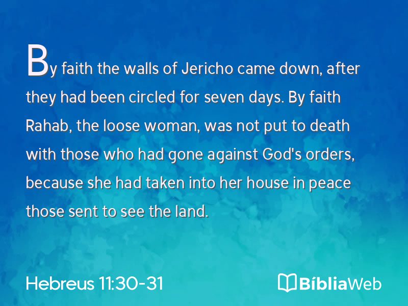 Hebreus 11:30-31 em imagem para compartilhar