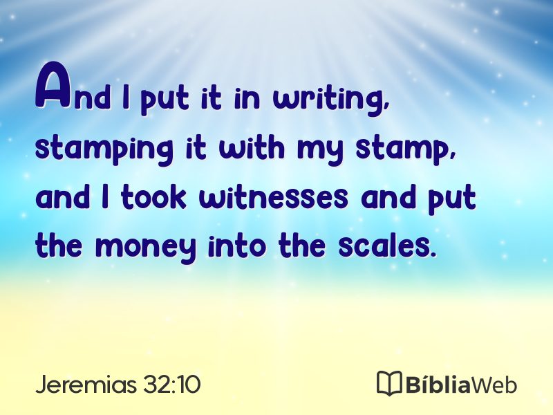 Jeremias 32:10 em imagem para compartilhar