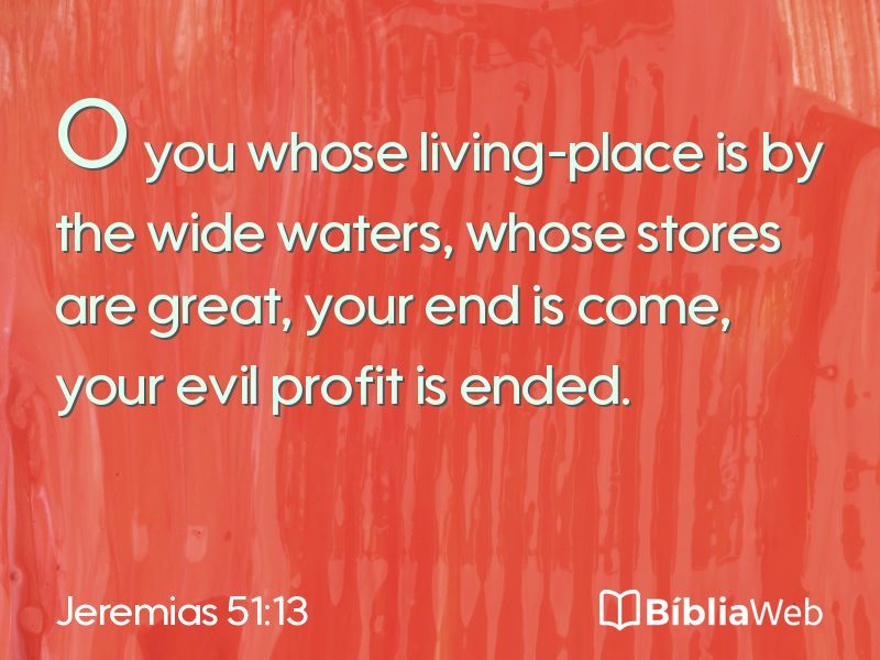 Jeremias 51:13 em imagem para compartilhar